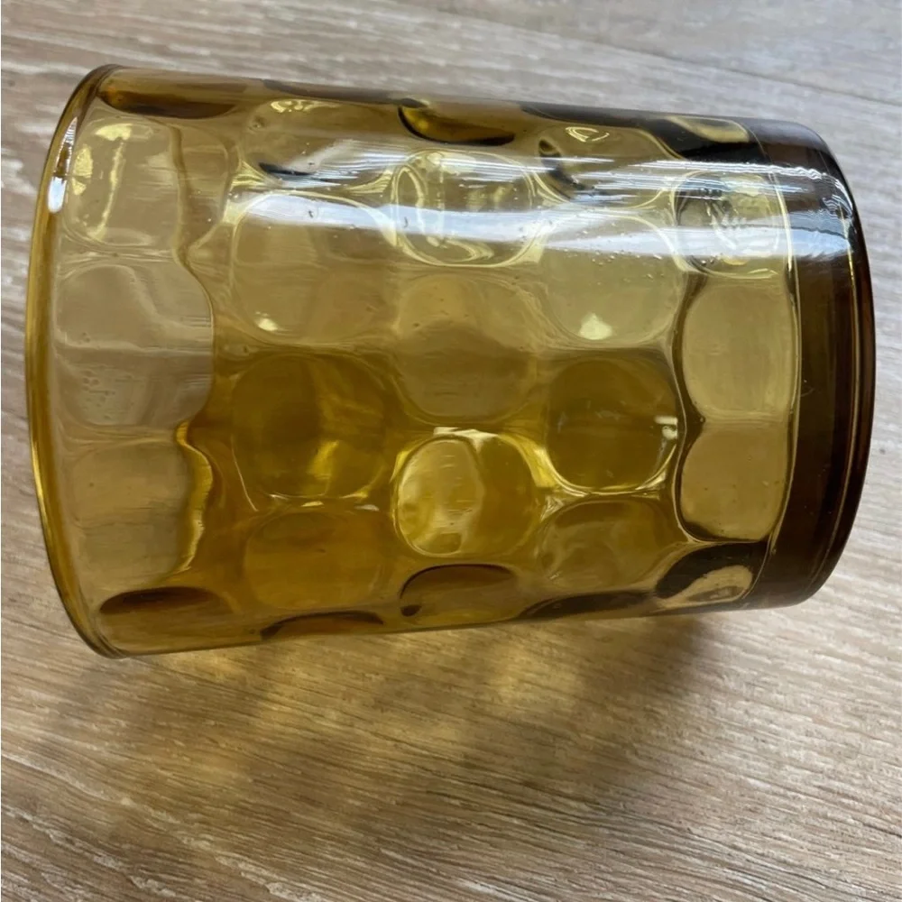 Set of 2 West Elm Dimpled Amber Drinking Glasses